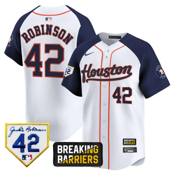 Men's Houston Astros Jackie Robinson Breaking Barriers Patch Vapor Premier Limited Jersey - All Stitched - Image 42