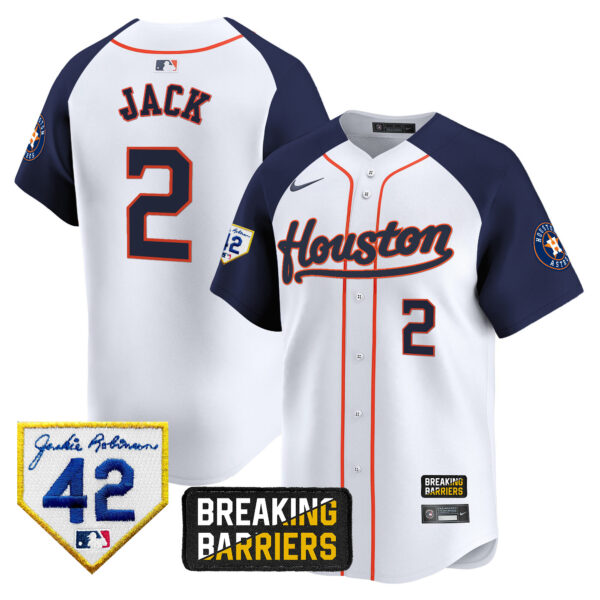 Men's Houston Astros Jackie Robinson Breaking Barriers Patch Vapor Premier Limited Jersey - All Stitched - Image 45