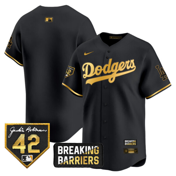 Men's Dodgers Jackie Robinson Breaking Barriers Patch Vapor Premier Limited Jersey - All Stitched - Image 9