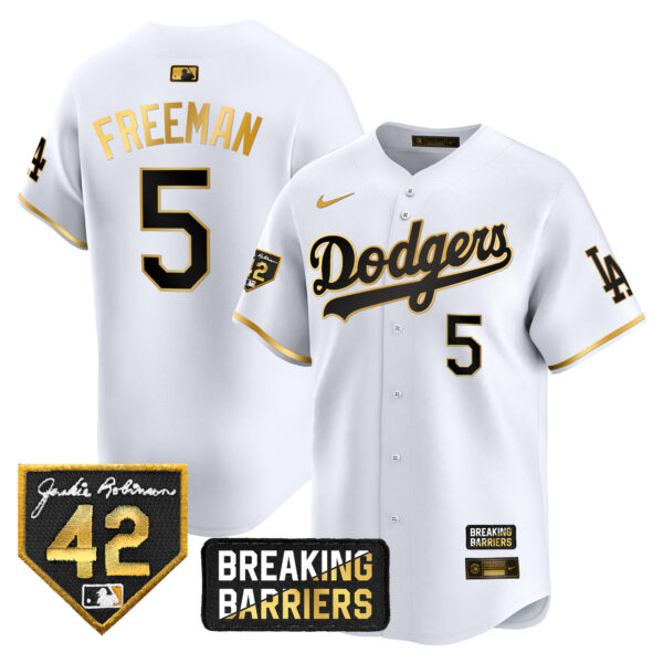 Men's Dodgers Jackie Robinson Breaking Barriers Patch Vapor Premier Limited Jersey - All Stitched - Image 11
