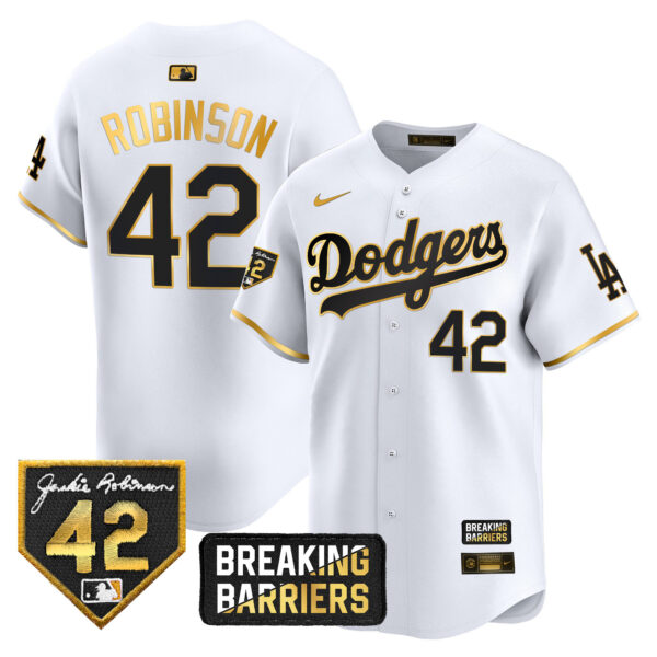 Men's Dodgers Jackie Robinson Breaking Barriers Patch Vapor Premier Limited Jersey - All Stitched - Image 16
