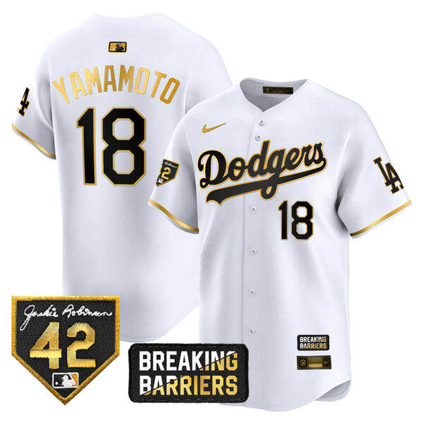 Men's Dodgers Jackie Robinson Breaking Barriers Patch Vapor Premier Limited Jersey - All Stitched - Image 17