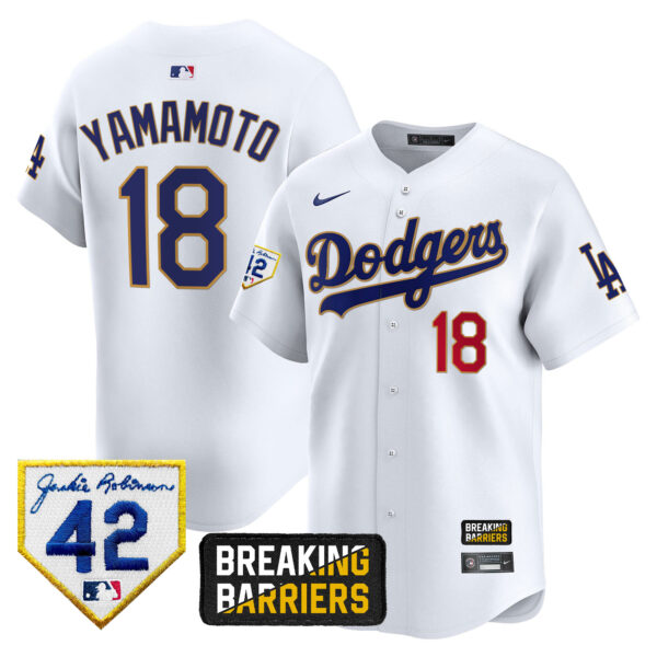 Men's Dodgers Jackie Robinson Breaking Barriers Patch Vapor Premier Limited Jersey - All Stitched - Image 26