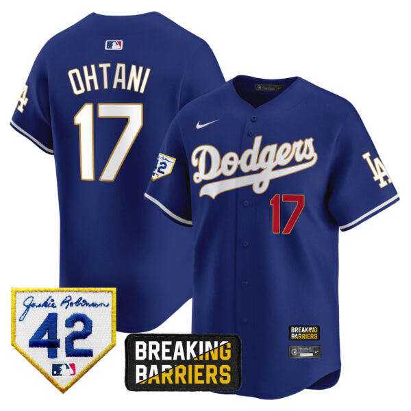 Men's Dodgers Jackie Robinson Breaking Barriers Patch Vapor Premier Limited Jersey - All Stitched - Image 28