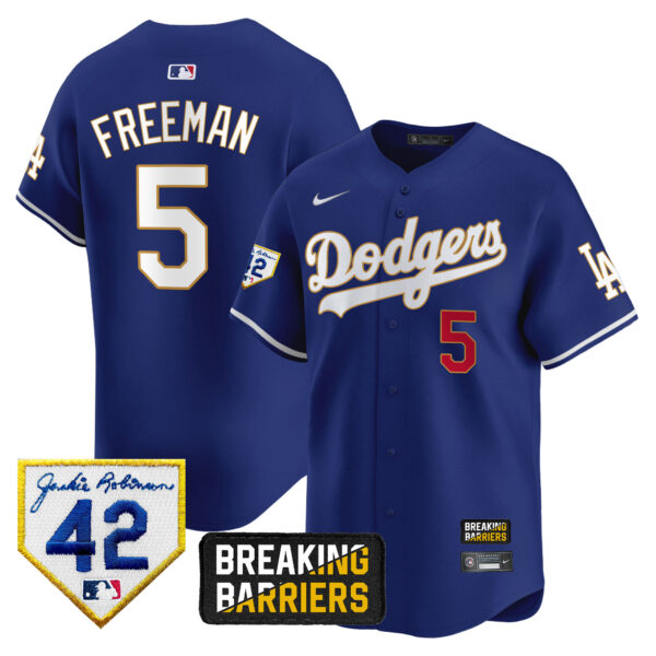 Men's Dodgers Jackie Robinson Breaking Barriers Patch Vapor Premier Limited Jersey - All Stitched - Image 29