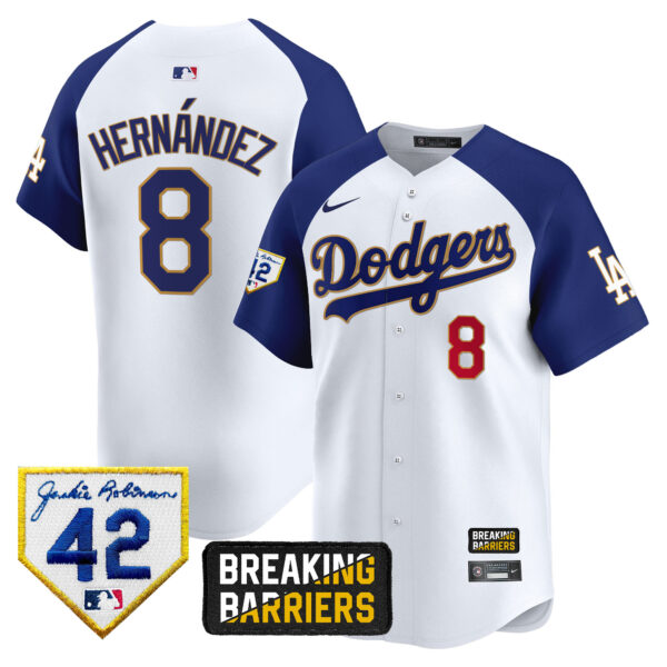 Men's Dodgers Jackie Robinson Breaking Barriers Patch Vapor Premier Limited Jersey - All Stitched - Image 42