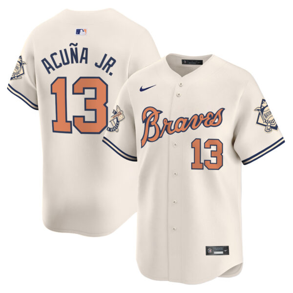 Men's Atlanta Braves Peaches n' Cream Vapor Premier Limited Jersey - All Stitched - Image 10