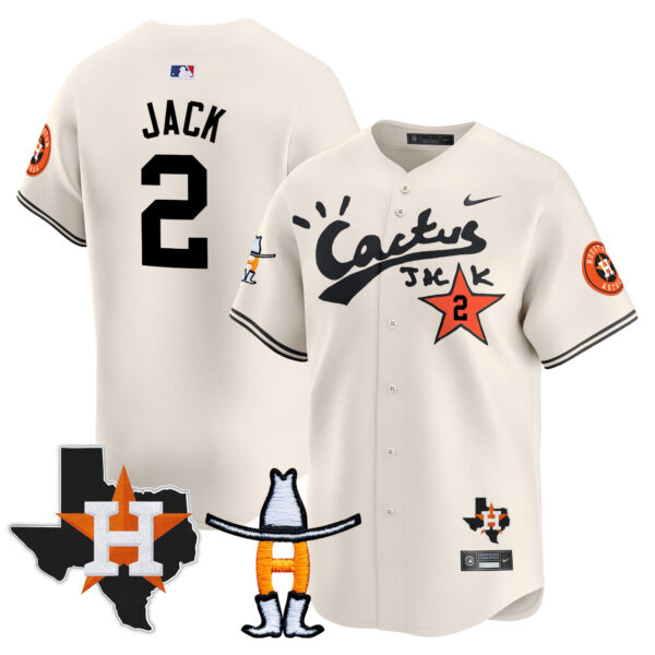 Men's Houston Astros Cactus Jack Houston Rodeo Patch Vapor Premier Limited Jersey - All Stitched - Image 2