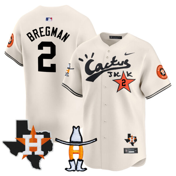 Men's Houston Astros Cactus Jack Houston Rodeo Patch Vapor Premier Limited Jersey - All Stitched - Image 4