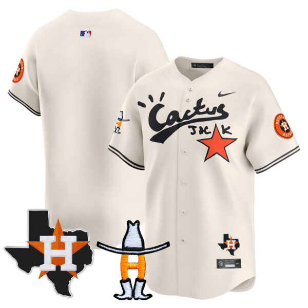 Men's Houston Astros Cactus Jack Houston Rodeo Patch Vapor Premier Limited Jersey - All Stitched - Image 9