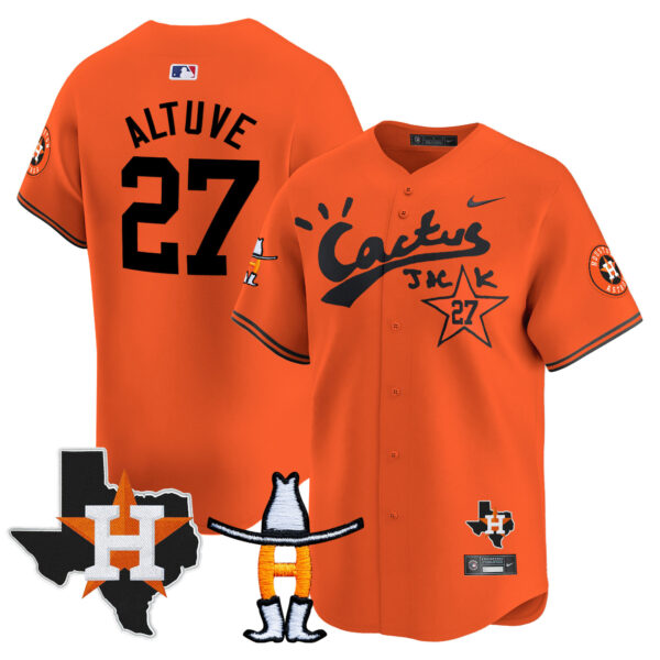 Men's Houston Astros Cactus Jack Houston Rodeo Patch Vapor Premier Limited Jersey - All Stitched - Image 41