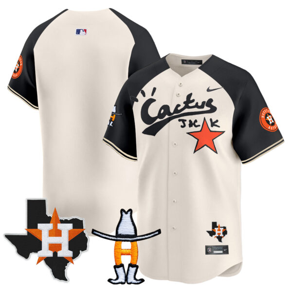 Men's Houston Astros Cactus Jack Houston Rodeo Patch Vapor Premier Limited Jersey - All Stitched - Image 54