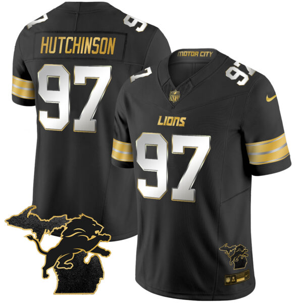 Men's Detroit Lions 2024 Michigan Patch Gold Vapor Jersey - All Stitched - Image 8