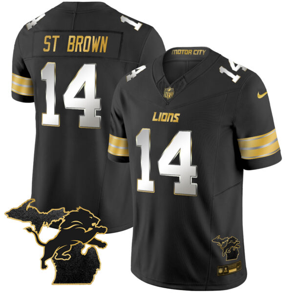 Men's Detroit Lions 2024 Michigan Patch Gold Vapor Jersey - All Stitched - Image 10