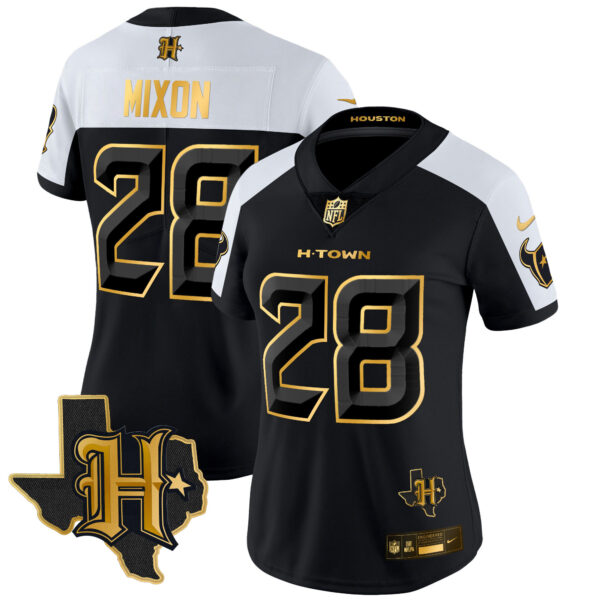 Women's Houston Texans 2024 Texas Patch Gold Vapor Limited Jersey - All Stitched - Image 3