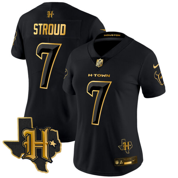 Women's Houston Texans 2024 Texas Patch Gold Vapor Limited Jersey - All Stitched - Image 17
