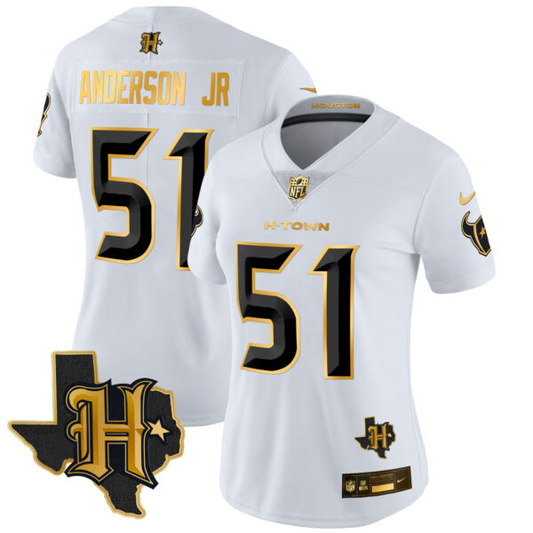 Women's Houston Texans 2024 Texas Patch Gold Vapor Limited Jersey - All Stitched - Image 31