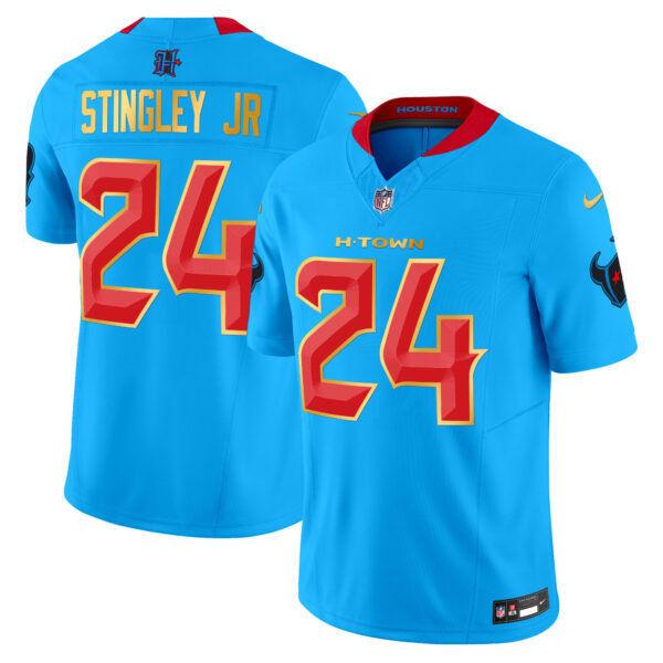 Men's Houston Texans 2024 Gold Trim Vapor Limited Jersey - All Stitched - Image 5