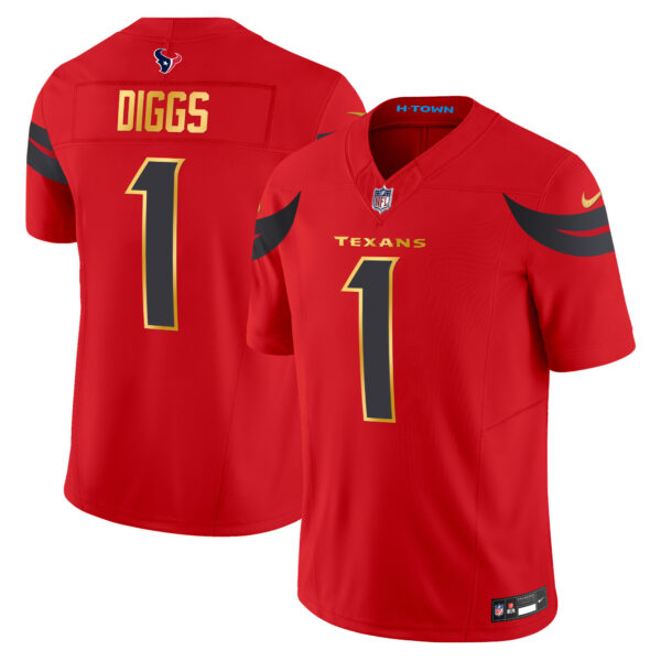 Men's Houston Texans 2024 Gold Trim Vapor Limited Jersey - All Stitched - Image 18