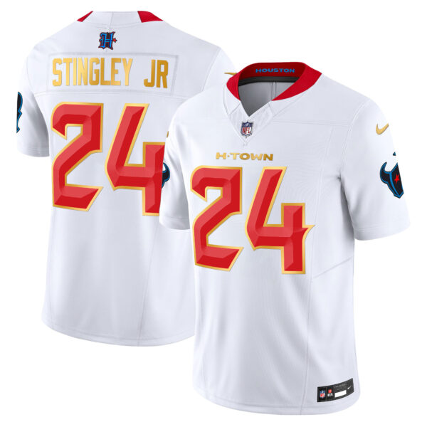 Men's Houston Texans 2024 Gold Trim Vapor Limited Jersey - All Stitched - Image 45