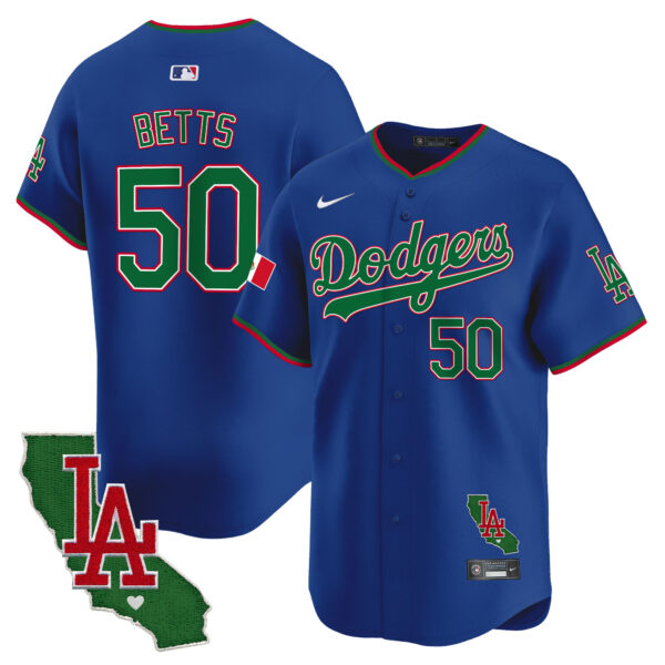 Men's Dodgers Mexico California Patch Vapor Premier Limited Jersey V4 - All Stitched - Image 12