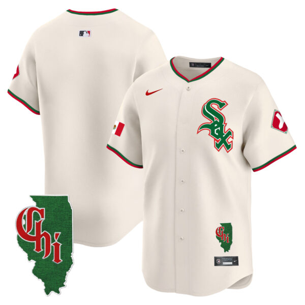 Men's Chicago White Sox Mexico Vapor Premier Limited Jersey - Illinois Patch - All Stitched - Image 28