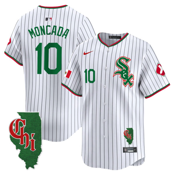 Men's Chicago White Sox Mexico Vapor Premier Limited Jersey - Illinois Patch - All Stitched - Image 37