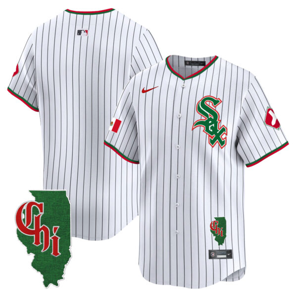 Men's Chicago White Sox Mexico Vapor Premier Limited Jersey - Illinois Patch - All Stitched - Image 42