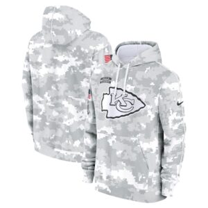 Kansas City Chiefs 2024 Salute to Service Pullover Hoodie - Arctic Camo - All Stitched