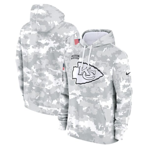 Kansas City Chiefs 2024 Salute to Service Pullover Hoodie - Arctic Camo - All Stitched