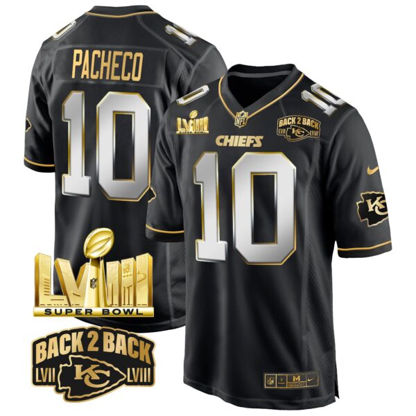 Men's Chiefs Super Bowl LVIII & Back 2 Back Gold Game Jersey - All Stitched - Image 4