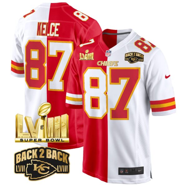 Men's Chiefs Super Bowl LVIII & Back 2 Back Gold Game Jersey - All Stitched - Image 34