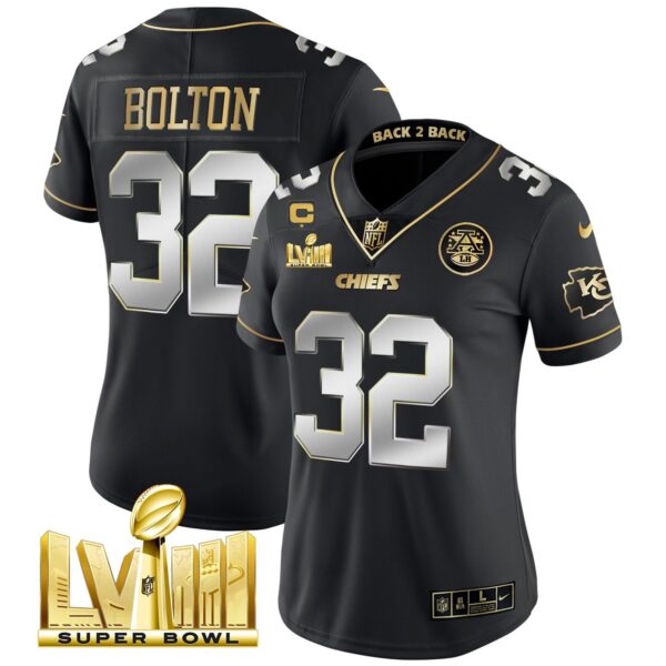 Women's Chiefs Super Bowl LVIII & Back 2 Back Patch Vapor Jersey V5 - All Stitched - Image 6