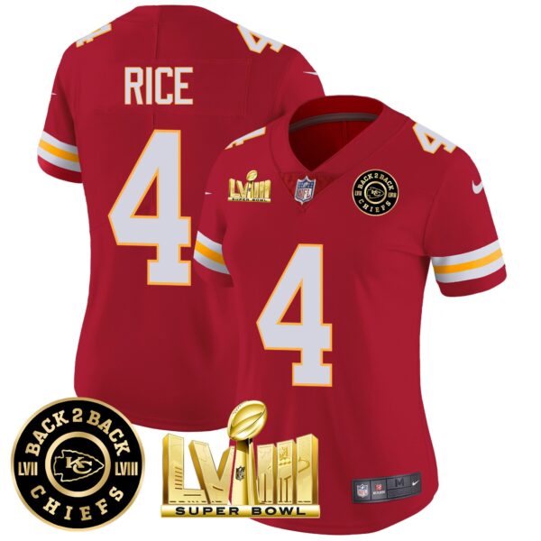 Women's Chiefs Super Bowl LVIII & Back 2 Back Patch Vapor Jersey V3 - All Stitched - Image 42
