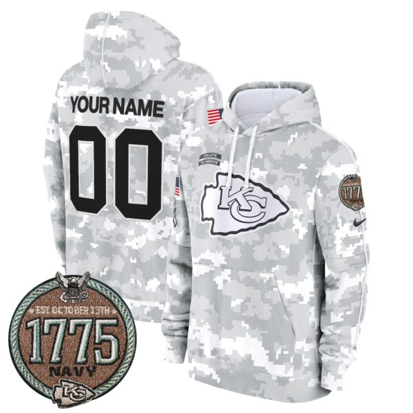 Chiefs 2024 Salute to Service Establishment Year Patch Custom Fleece Pullover Hoodie - All Stitched - Image 3