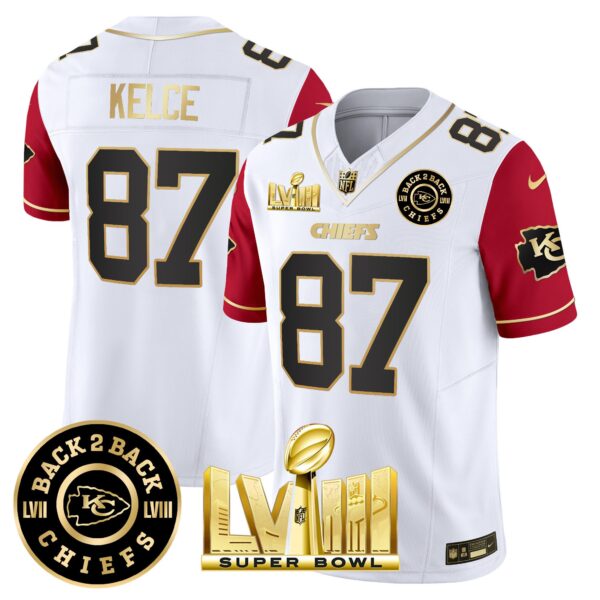 Men's Chiefs Super Bowl LVIII & Back 2 Back Patch Vapor Jersey V4 - All Stitched - Image 37
