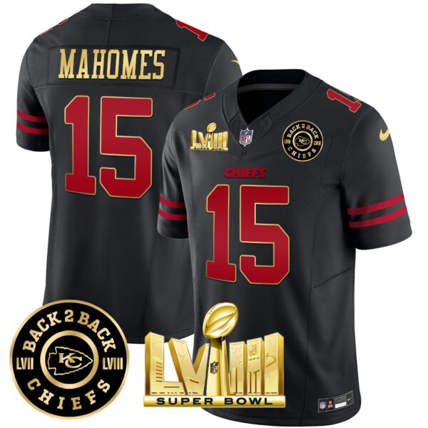 Men's Chiefs Super Bowl LVIII & Back 2 Back Patch Vapor Jersey V3 - All Stitched - Image 29
