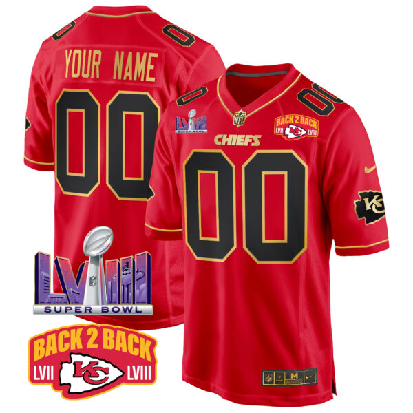 Chiefs Super Bowl LVIII & Back 2 Back Patch Game Custom Jersey - All Stitched - Image 4